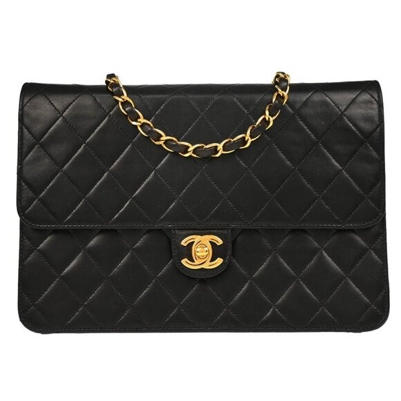 Chanel Black Lambskin Turnlock Medium Half Flap Shoulder Bag 165149 - Picture 1 of 11